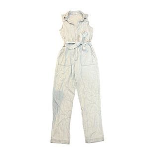 BELLA DAHL Women's Belted Sleeveless Chambray Jumpsuit Sz SMALL